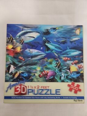 3D Reef Sharks Puzzle -  Underwater Scene (500 Pieces)